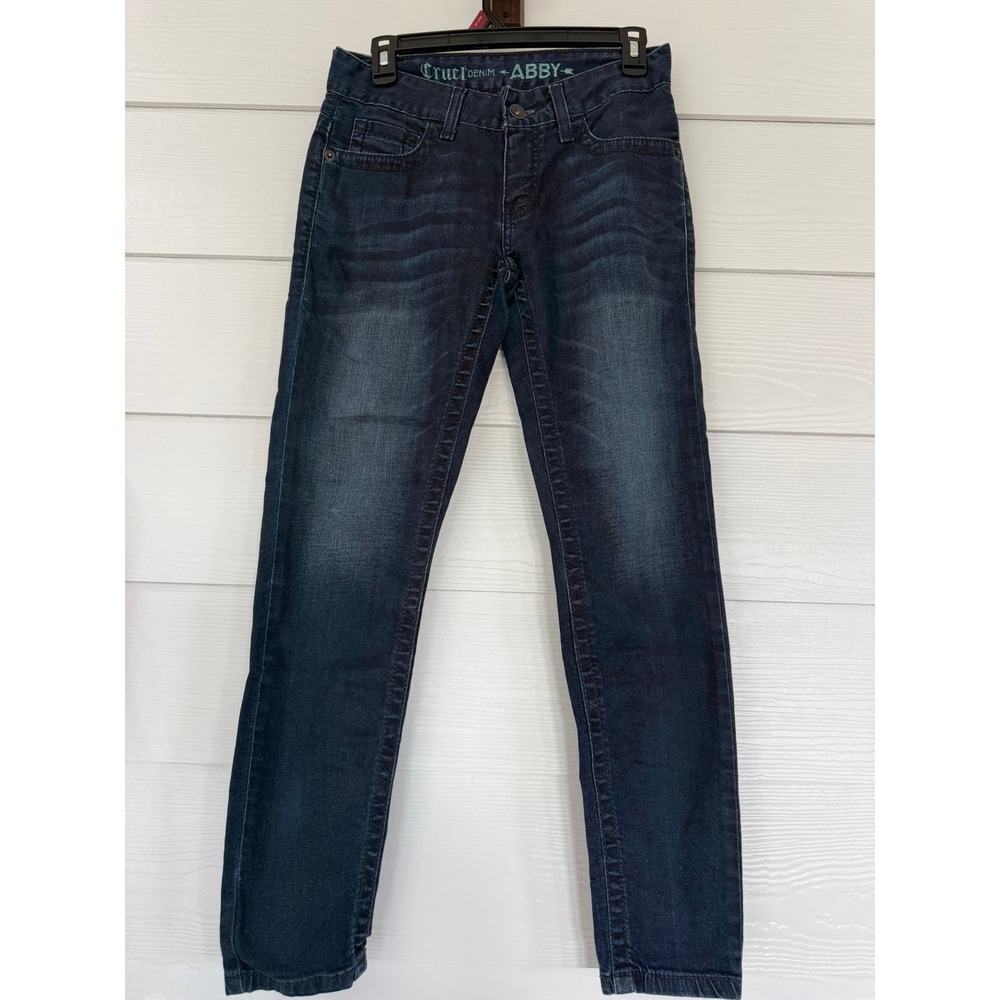 #D- 016- Cruel Denim Abby Dark Wash Skinny Jeans Western Embroid Pockets 26/1S